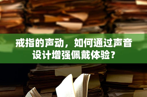 戒指的声动，如何通过声音设计增强佩戴体验？