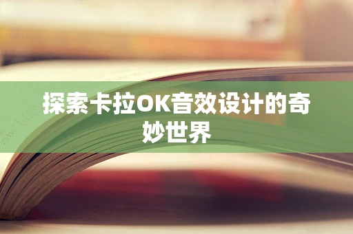探索卡拉OK音效设计的奇妙世界